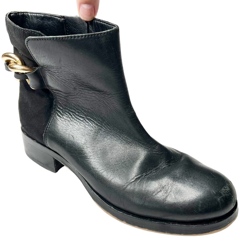 Sam Edelman Chester Bootie Black Leather Suede Ankle Chelsea Boots Sz 8M